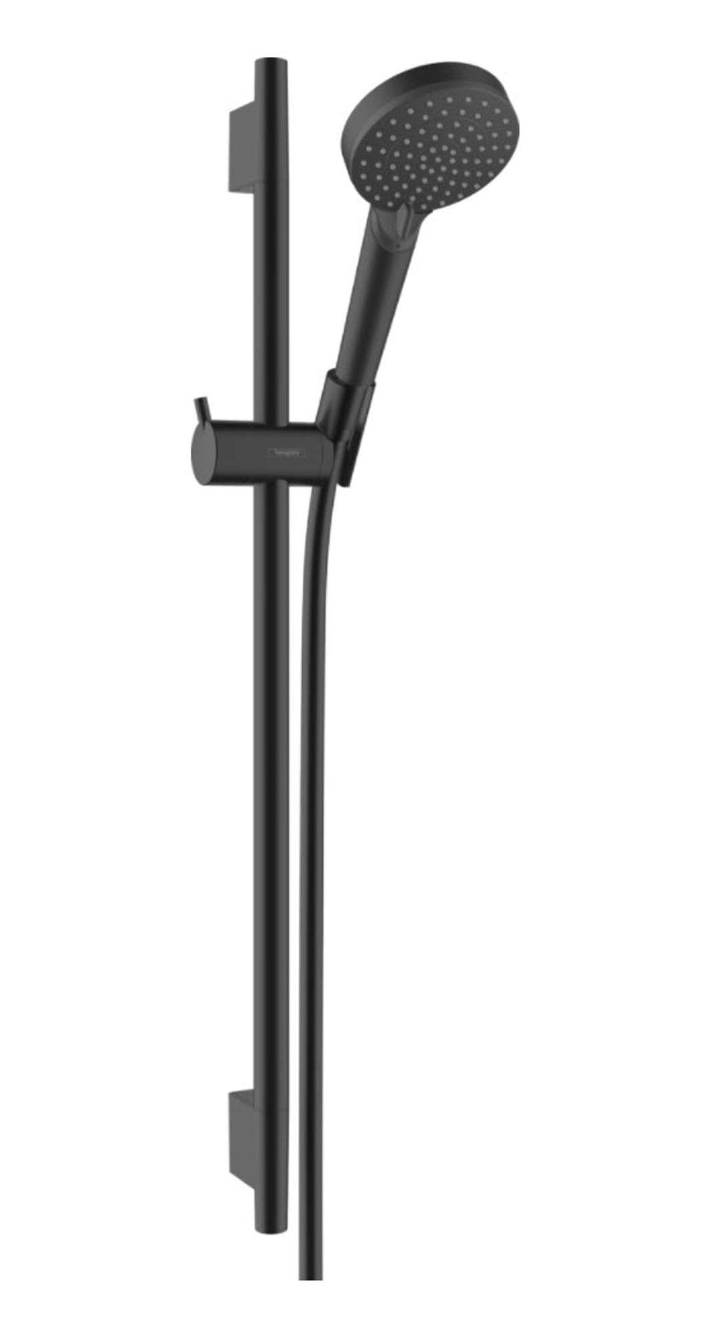 Hansgrohe Vernis Blend - Zestaw główki prysznicowej, 2 strumienie, drążek i wąż, EcoSmart, czarny mat 26423670