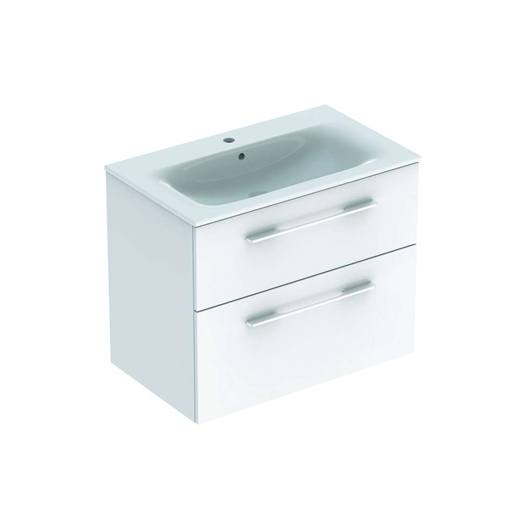 Geberit Selnova Square - Szafka pod umywalkę 64x79x48 cm, ze zlewem, 2 szufladami, biały połysk 501.240.00.1
