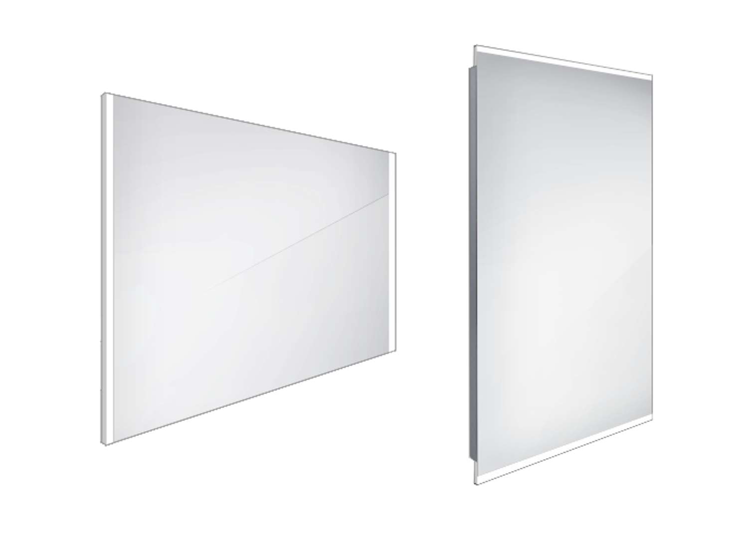 Nimco Lustra - Lustro łazienkowe podświetlane LED 90x70 cm, kwadratowe, aluminiowe ZP 11019