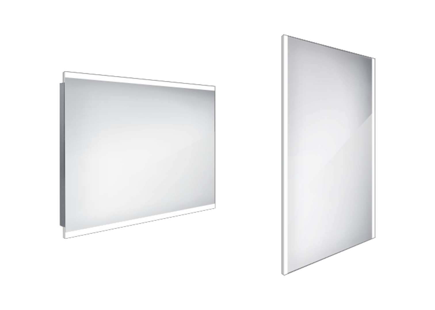 Nimco Lustra - Lustro łazienkowe podświetlane LED 100x70 cm, kwadratowe, aluminiowe ZP 12004