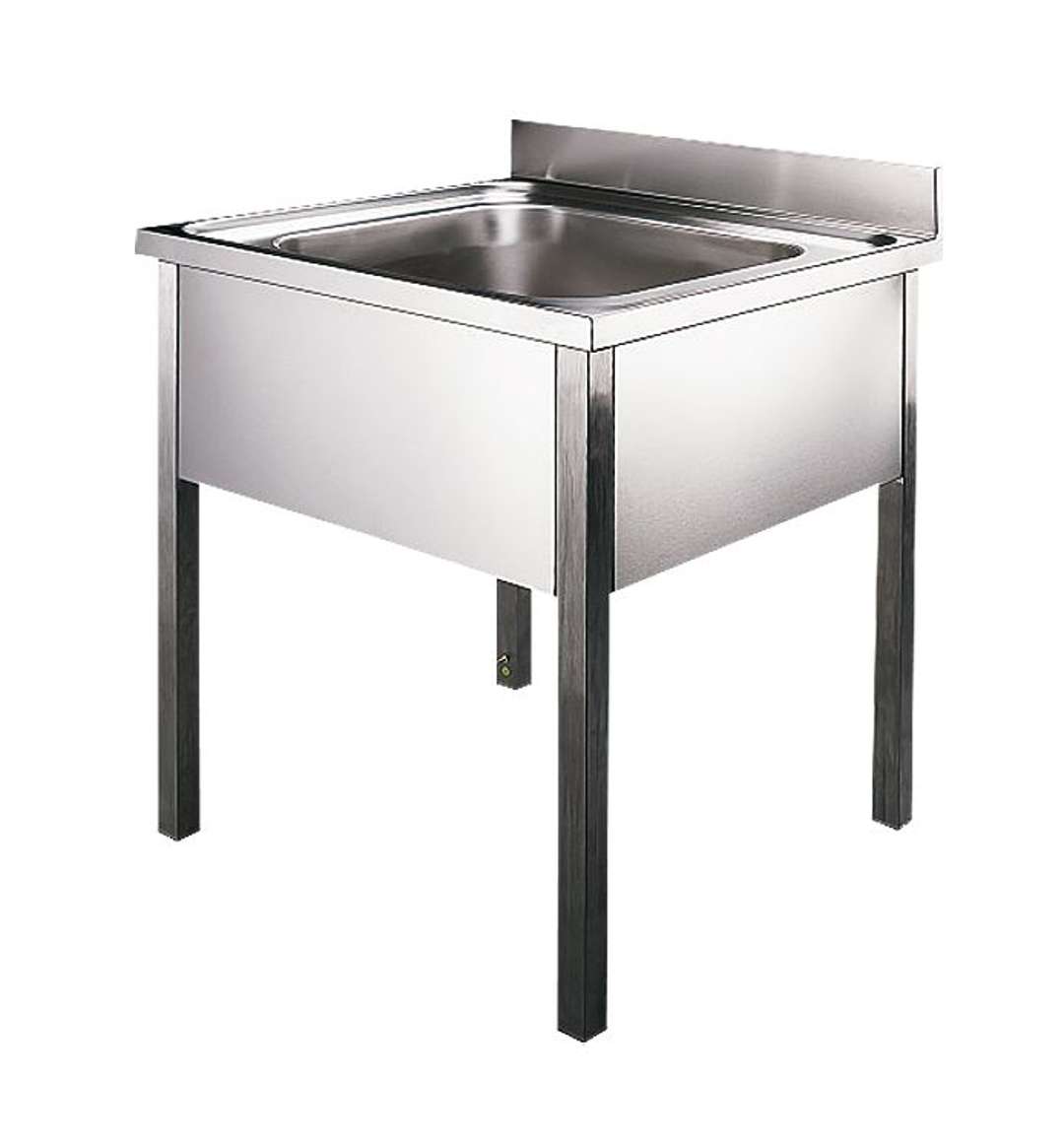 Sanela Zlewozmywaki ze stali nierdzewnej - Zlew ze stali nierdzewnej 700x700x850 mm, na nogach postumentowych SLUN 15