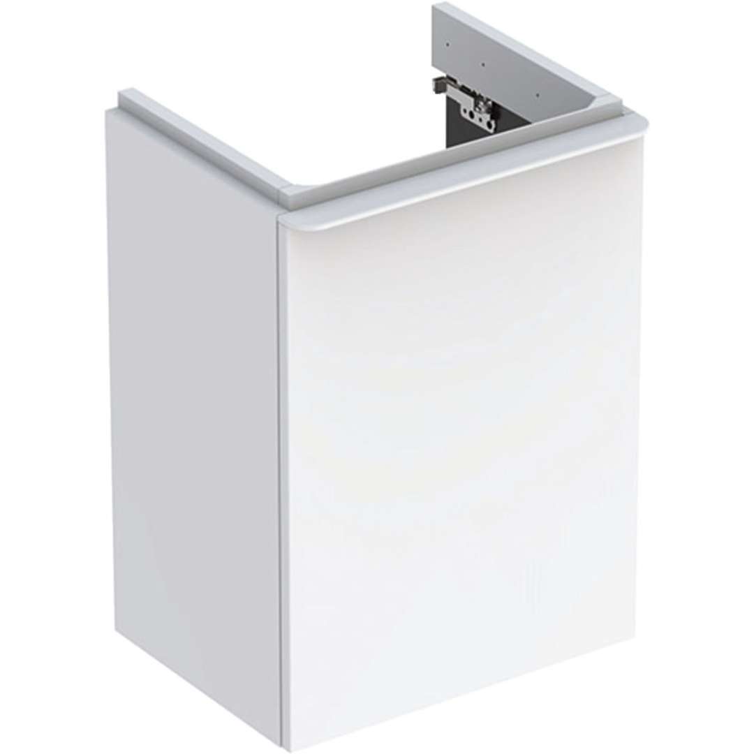 Geberit Smyle Square - Szafka pod umywalkę, 44x36x62 cm, 1 drzwi, zawiasy lewe, biały błyszczący/biały matowy 500.351.00.1