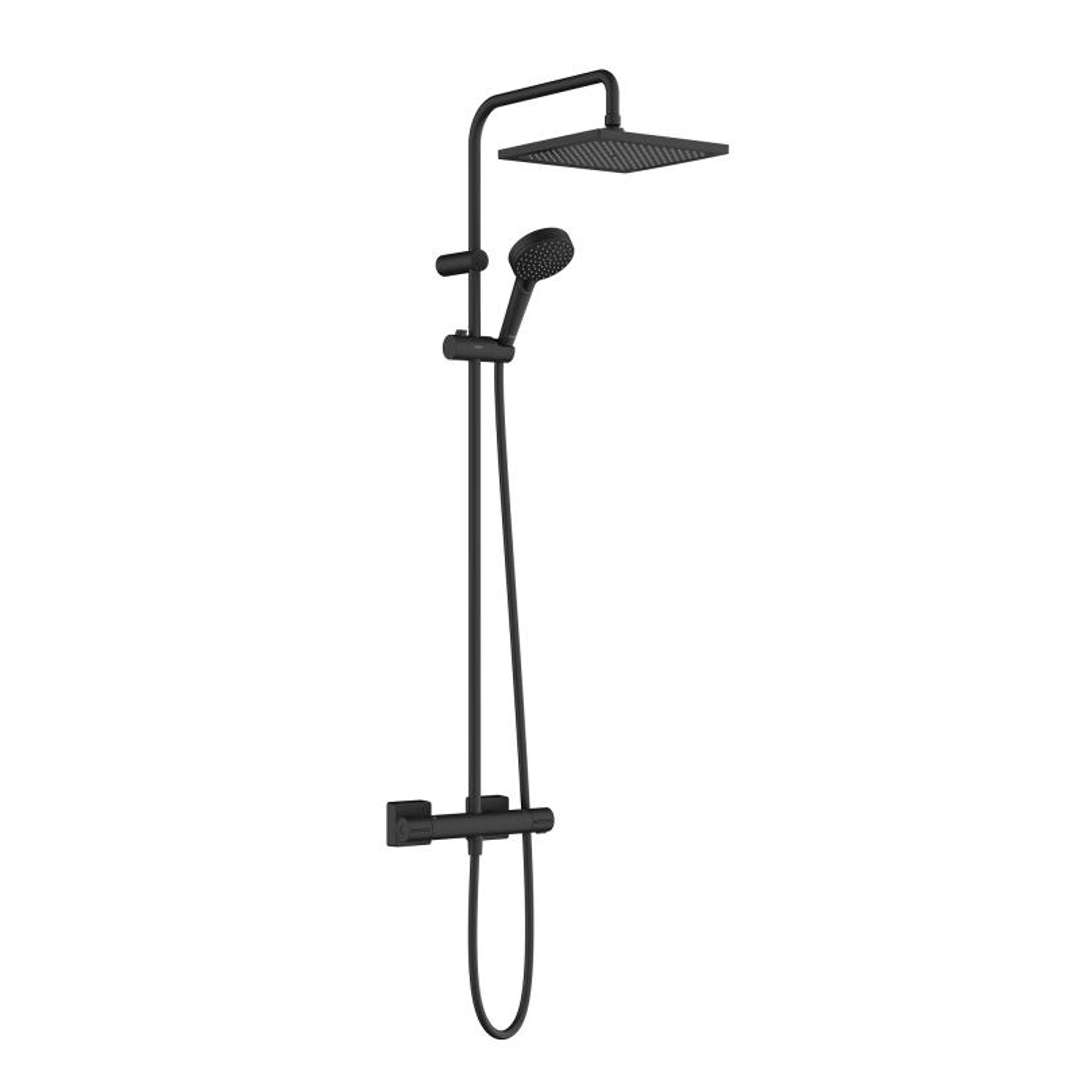 Hansgrohe Vernis Shape - Zestaw prysznicowy Showerpipe 240 z termostatem, 2 strumienie, EcoSmart, czarny mat 26429670