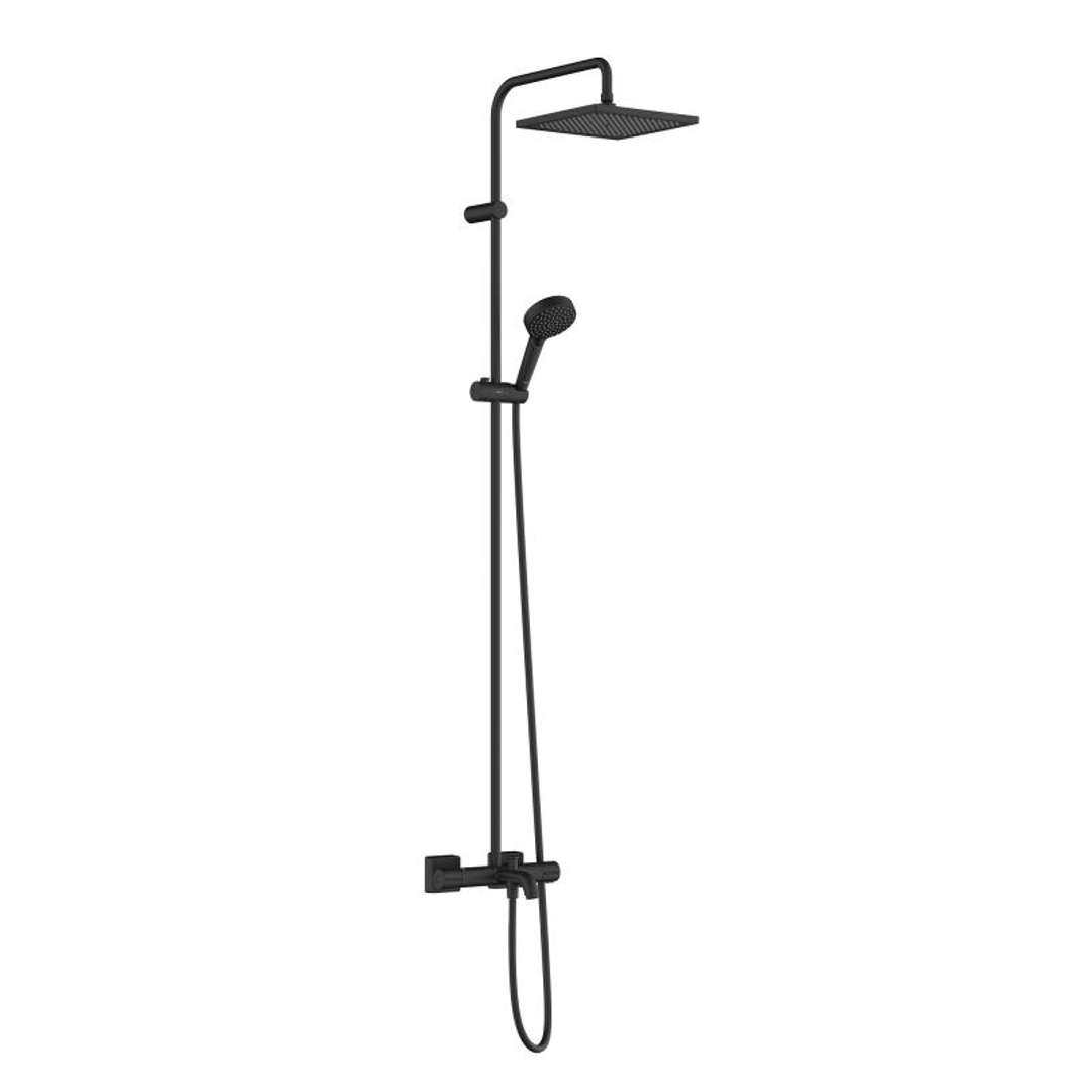Hansgrohe Vernis Shape - Zestaw prysznicowy Showerpipe 240 z termostatem wannowym, 2 strumienie, czarny mat 26900670
