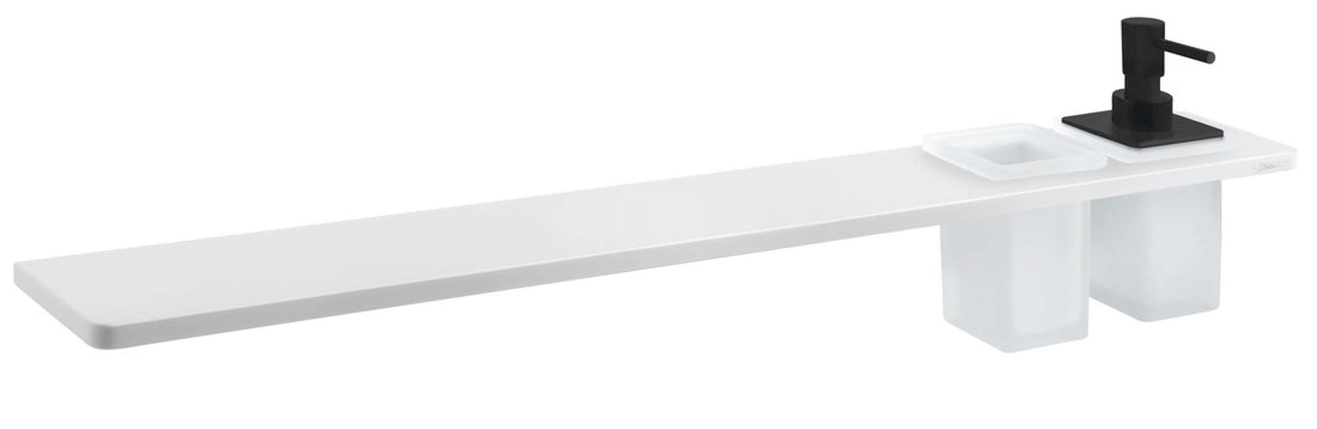 Sapho Abeline - Półka z dozownikiem i szklankami, długość 80 cm, kolor biały matowy/czarny AE802-0101-03