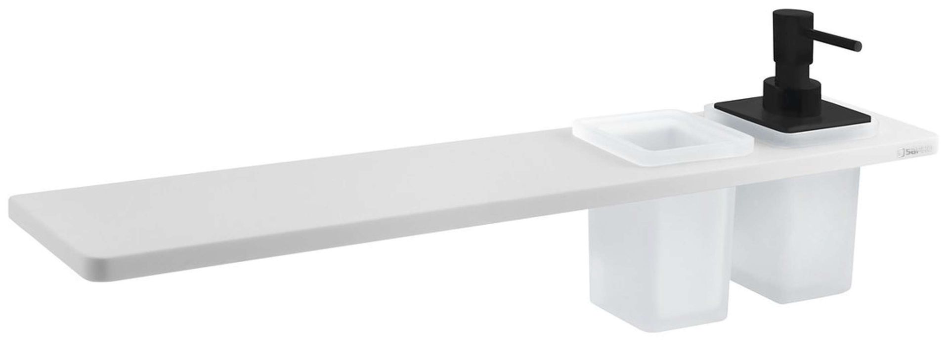 Sapho Abeline - Półka z dozownikiem i szklankami, długość 50 cm, biało-czarny mat AE502-0101-03