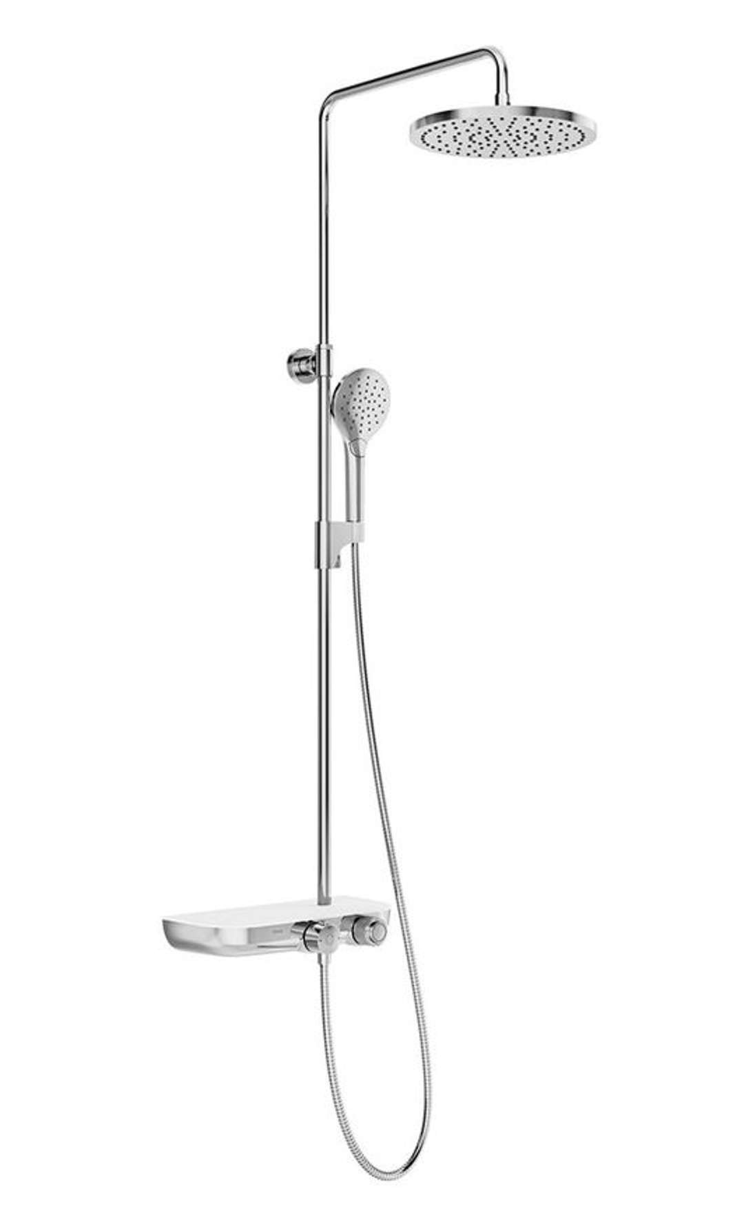 Ravak Termo - Zestaw prysznicowy z termostatem, średnica 25 cm, 3 dysze, chrom/biały X070161