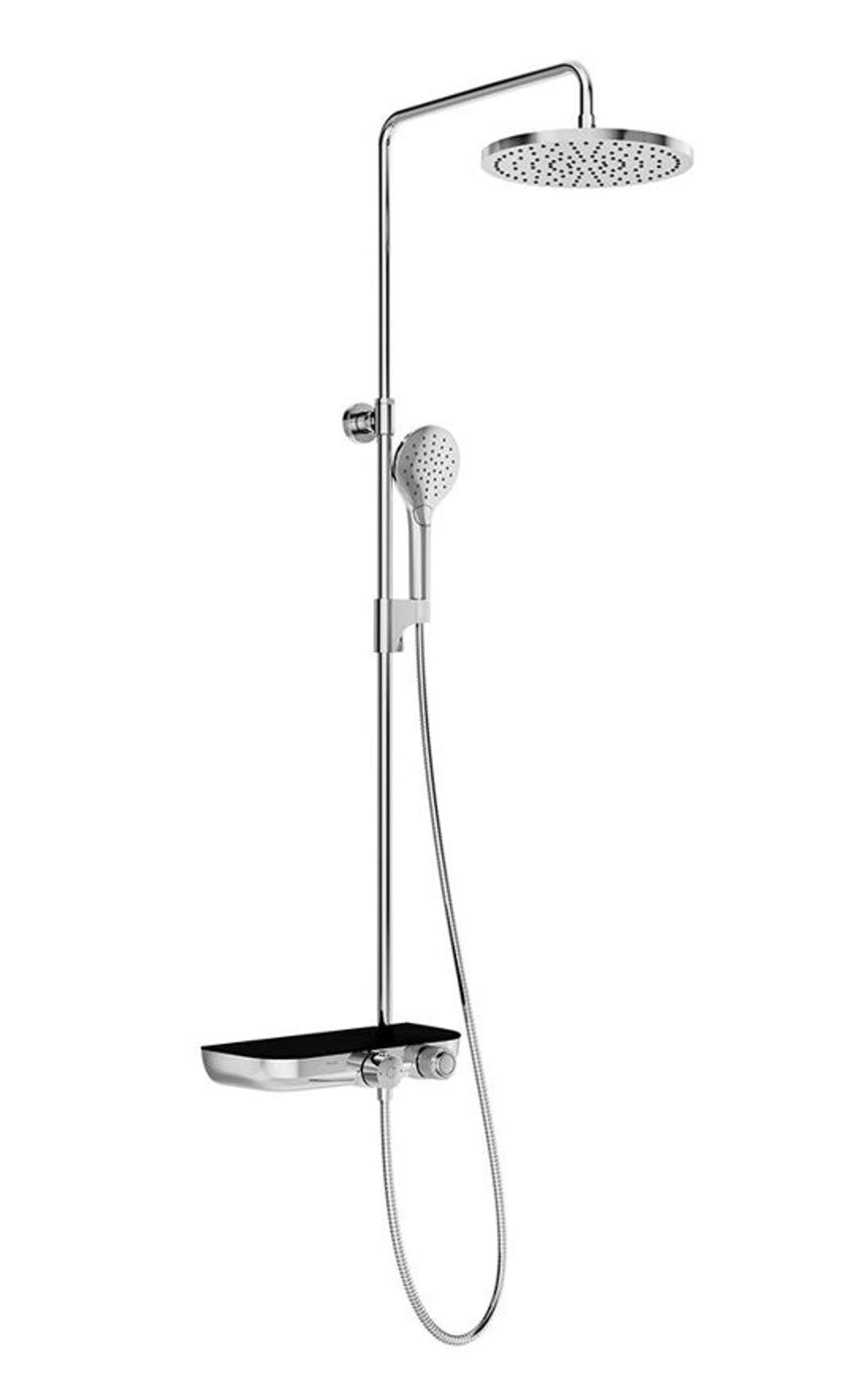 Ravak Termo - Zestaw prysznicowy z termostatem, średnica 25 cm, 3 dysze, chrom/czarny X070162
