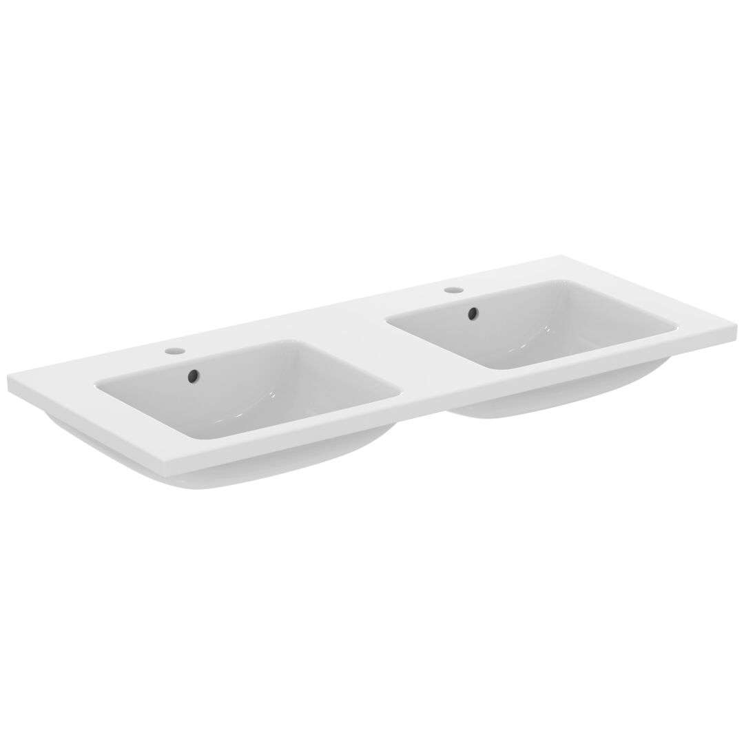 Ideal Standard i.Life B - Zlew podwójny 121x52 cm z przelewem, 2 otworami na baterię, kolor biały T460201