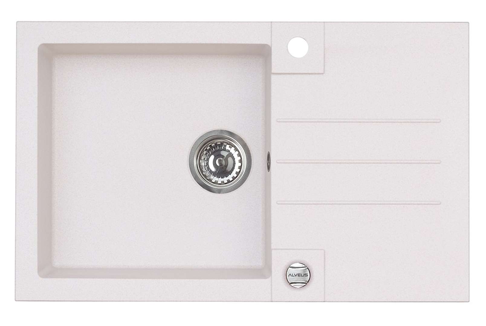 Alveus Rock - Zlew granitowy 78x48 cm z regulacją odpływu, arktyczny 1090944