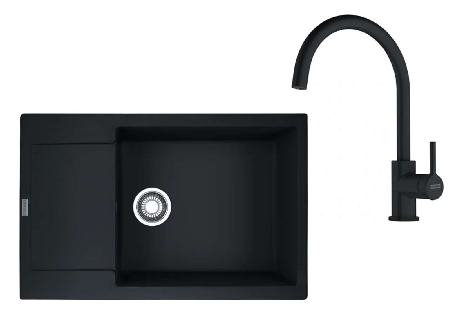 Franke Zestawy - Zestaw kuchenny G277MČ, Zlew zapachowy MRG 611-78 BB i bateria FC 6018.901, czarny mat 114.0700.797