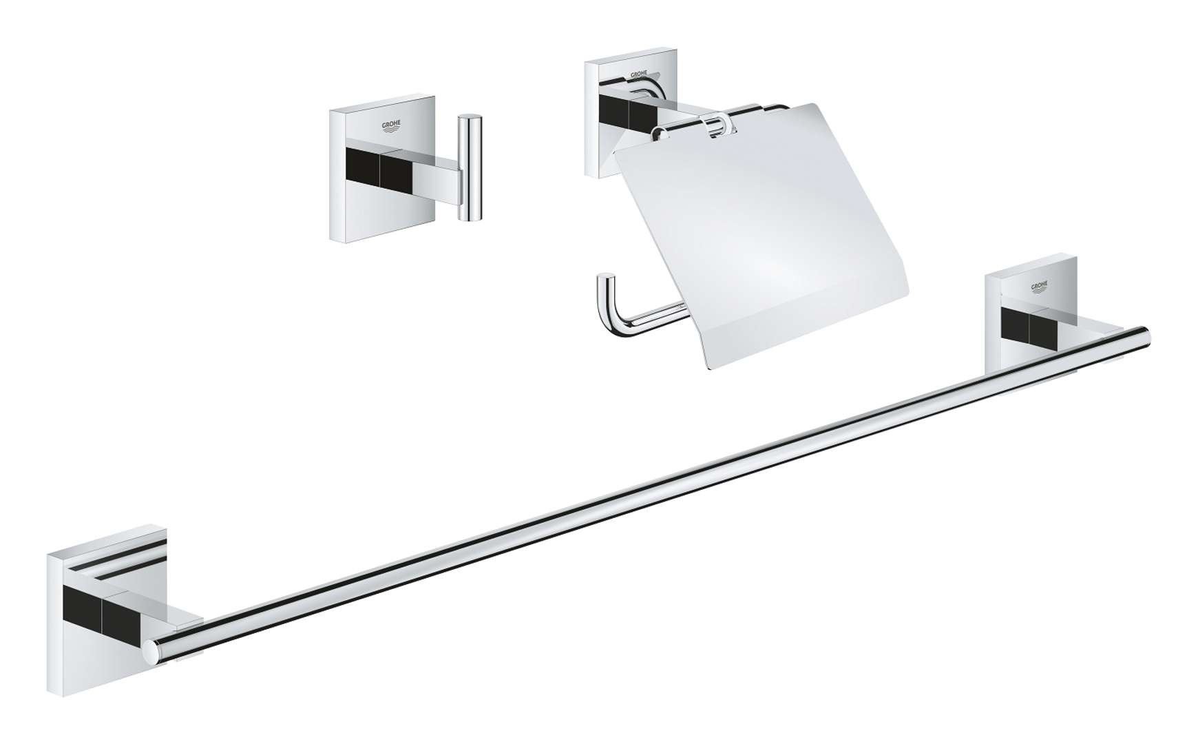 Grohe QuickFix Start Cube - Zestaw akcesoriów łazienkowych 3 w 1, chrom 41124000