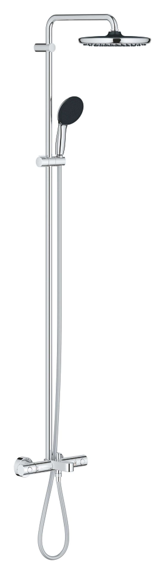 Grohe Vitalio Start - Zestaw prysznicowo-wannowy z termostatem, średnica 25 cm, 2 strumienie, czarny mat 26988001