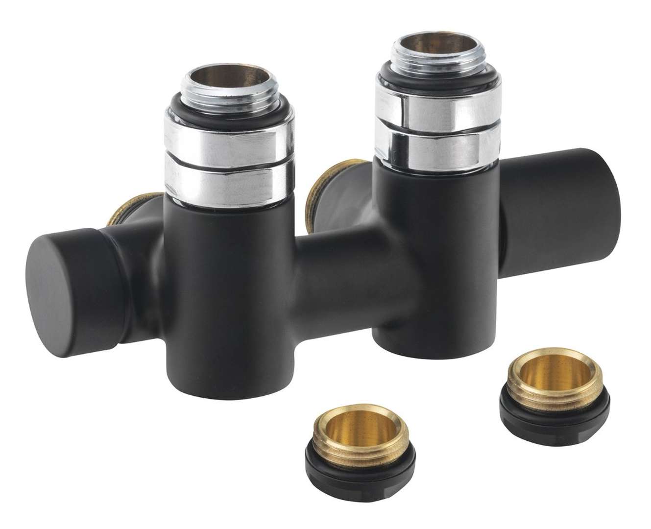 Sapho Twin Combi - Zestaw przyłączeniowy zaworu, przyłącze środkowe, prawe, rozstaw 50 mm, czarny mat CP461BS