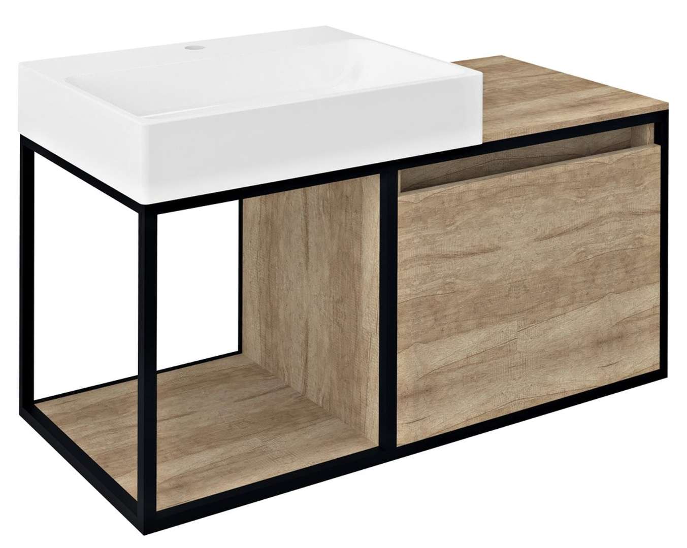 Sapho Skara - Szafka podumywalkowa, 100x50x47 cm, dąb Alabama/czarny mat CG004-2222