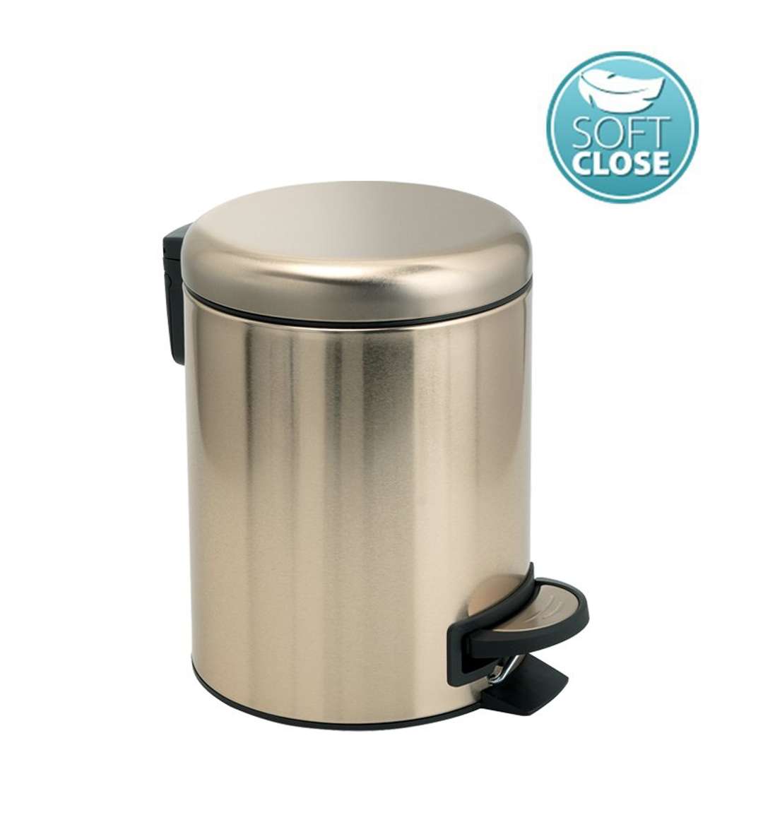 Sapho Akcesoria łazienkowe Gedy - Kosz na śmieci 3 l, Soft Close, złoty mat 320987