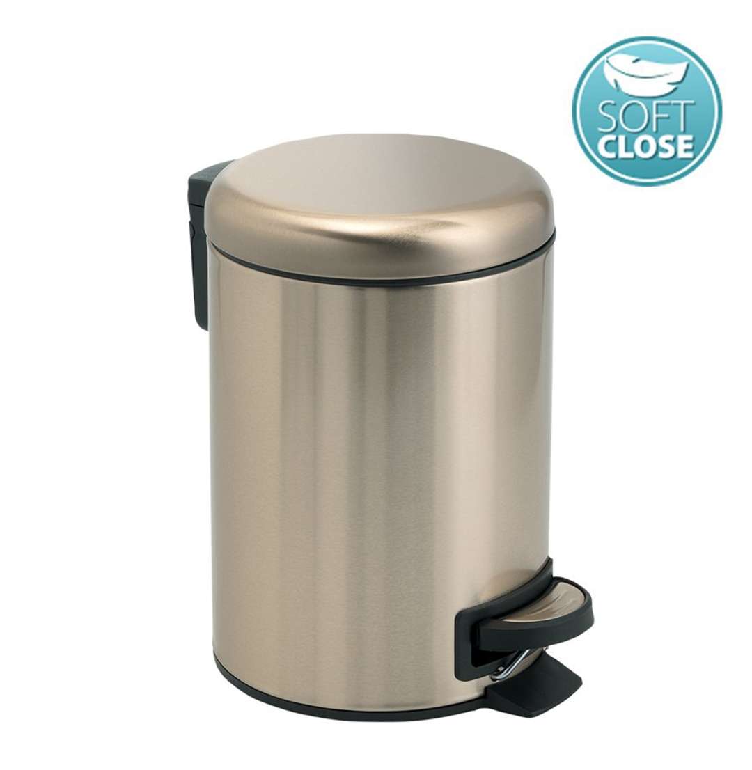 Sapho Akcesoria łazienkowe Gedy - Kosz na śmieci 5 l, Soft Close, złoty mat 330987