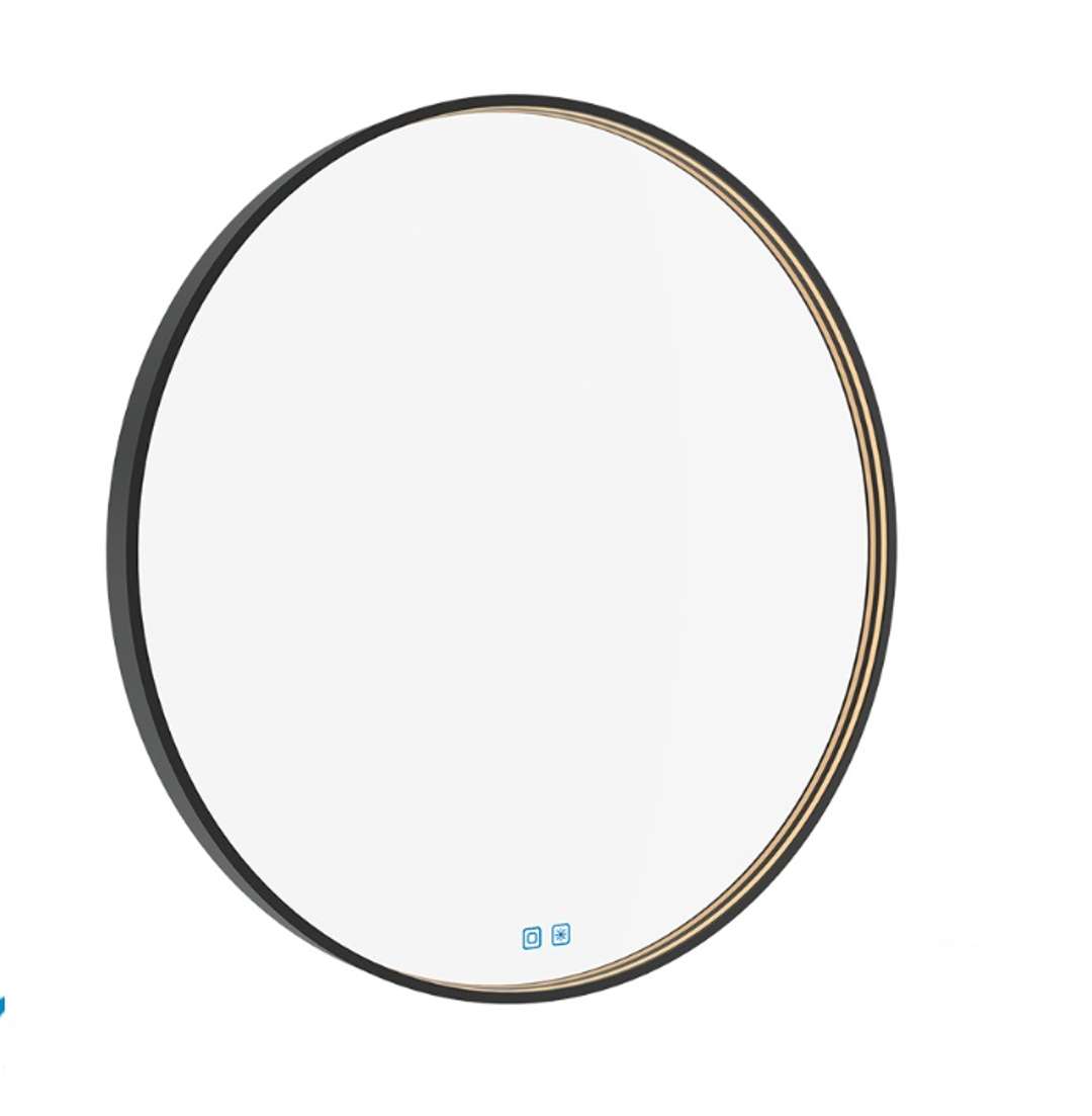 Nimco Lustra - Lustro z oświetleniem LED, średnica 80 cm, czujnik dotykowy, czarne ZPC 31002RVX-90