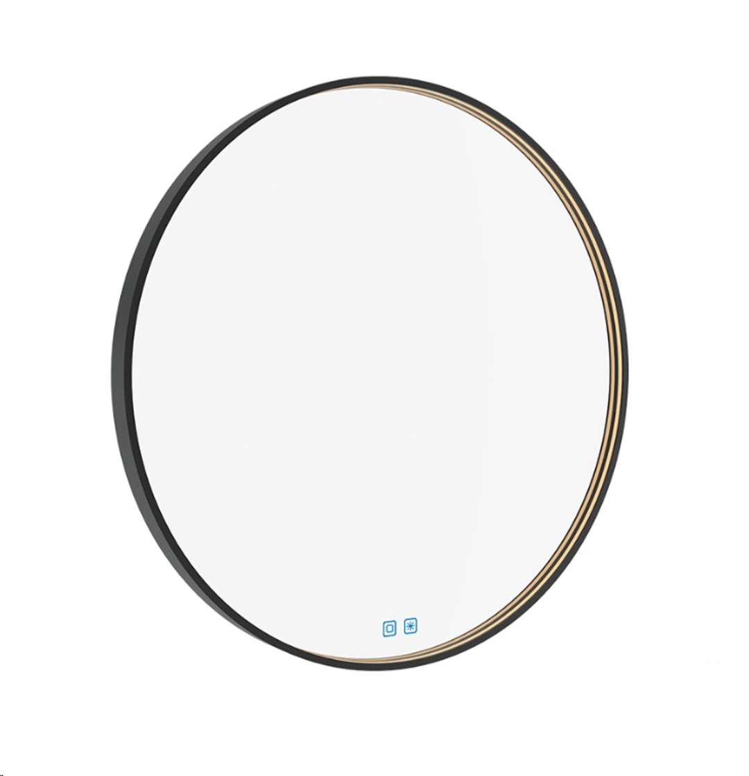 Nimco Lustra - Lustro z oświetleniem LED, średnica 70 cm, czujnik dotykowy, czarne ZPC 31001RVX-90