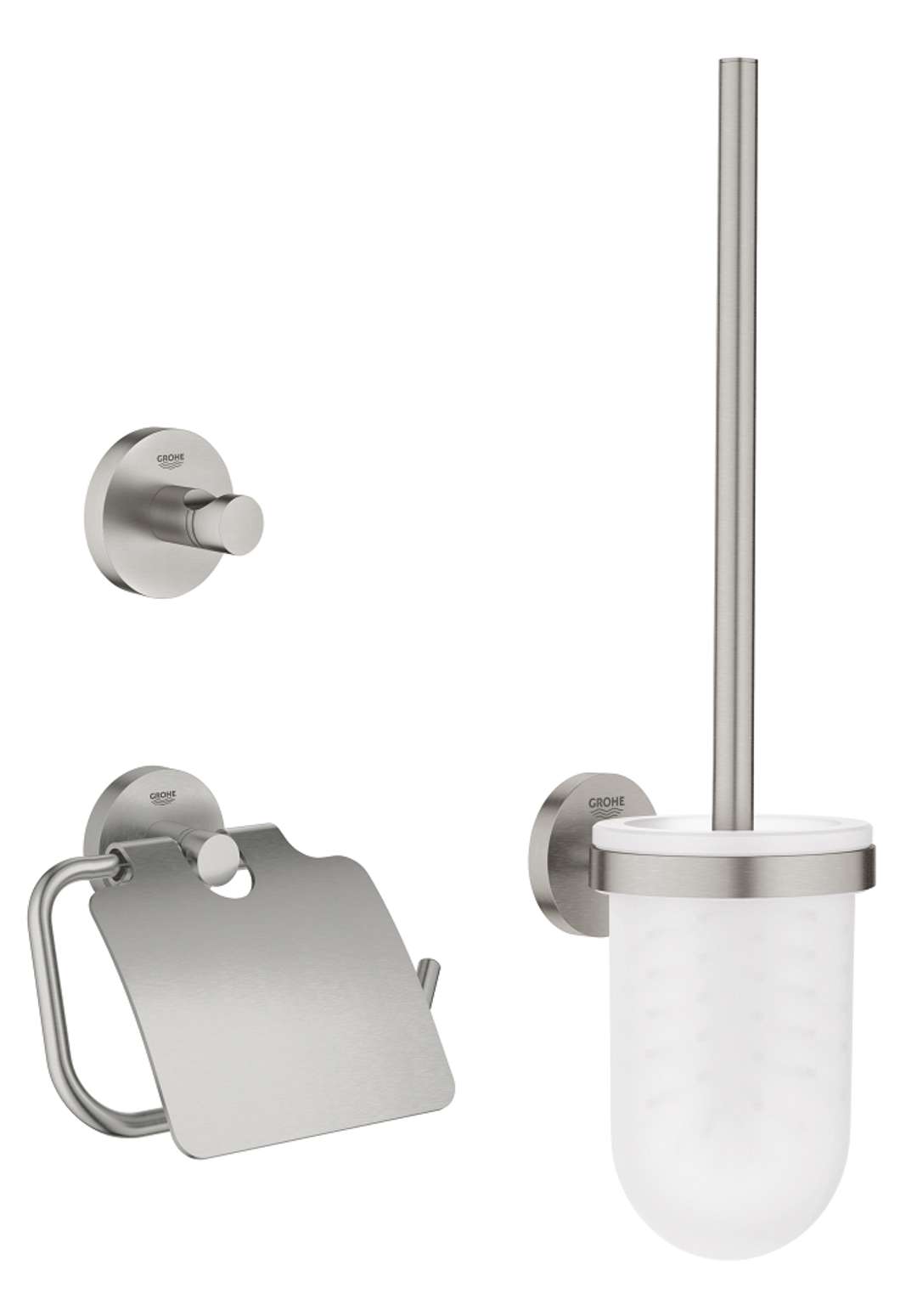 Grohe QuickFix Start - Zestaw akcesoriów łazienkowych 3 w 1, Supersteel 41204DC0
