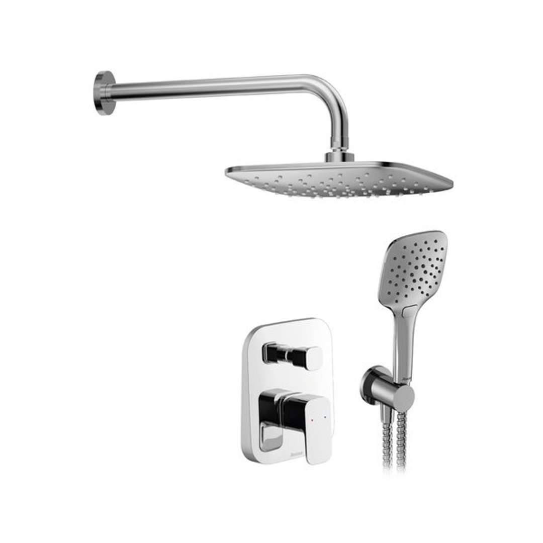 Ravak 10° - Zestaw prysznicowy z baterią podtynkową, z korpusem, 25x25 cm, 3 dysze, chrom X07S012
