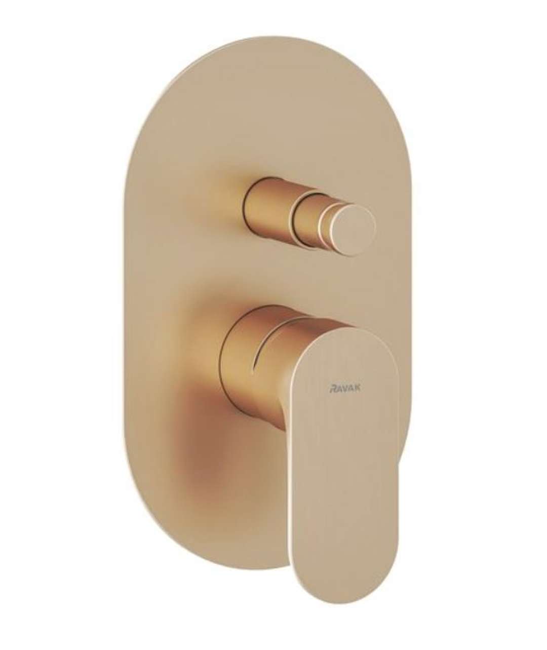 Ravak Eleganta - Bateria podtynkowa na 2 urządzenia, z korpusem, szczotkowane różowe złoto X070372