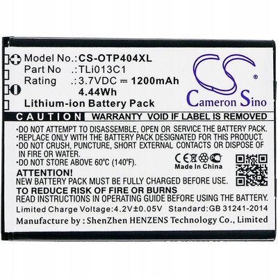 Cameron Sino Alcatel One Touch Go Flip TLi013C1 1350mAh 5.00Wh Li-Ion 3.7V CS-OTP404XL