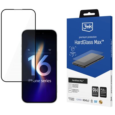 Szkło hartowane 3MK Hardglass Max Black do Apple iPhone 16 Plus | Bezpłatny transport
