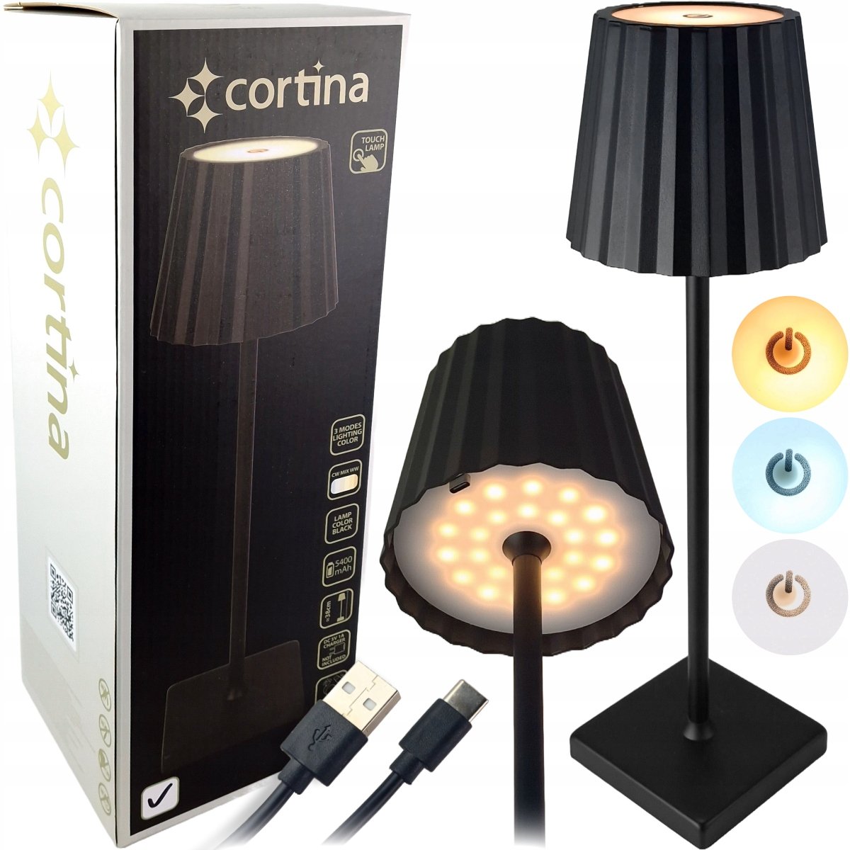 NOWOCZESNA LAMPA LED LAMPKA STOŁOWA NOCNA BIURKOWA USB BEZPRZEWODOWA