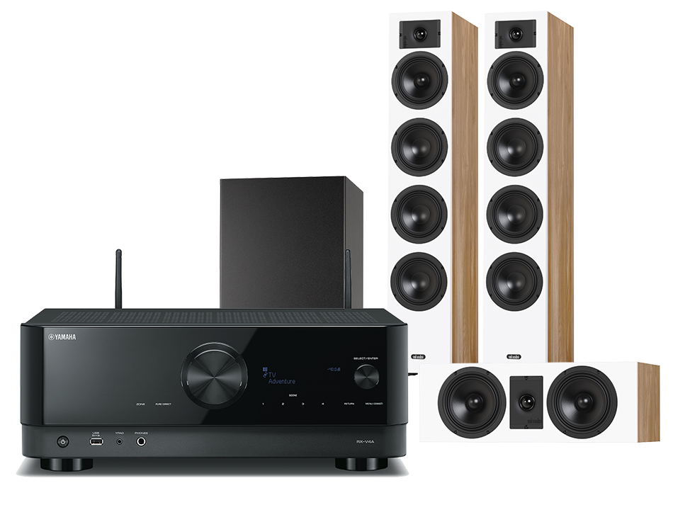 Yamaha RX-V4A (czarny) + Diva 6 + 7 (dąb) + BASSO 880 (czarny)