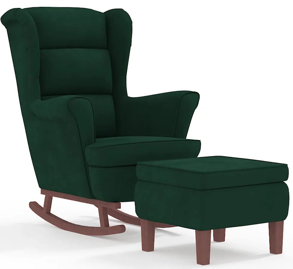 Ciemnozielony klasyczny fotel bujany z podnóżkiem C1-W41