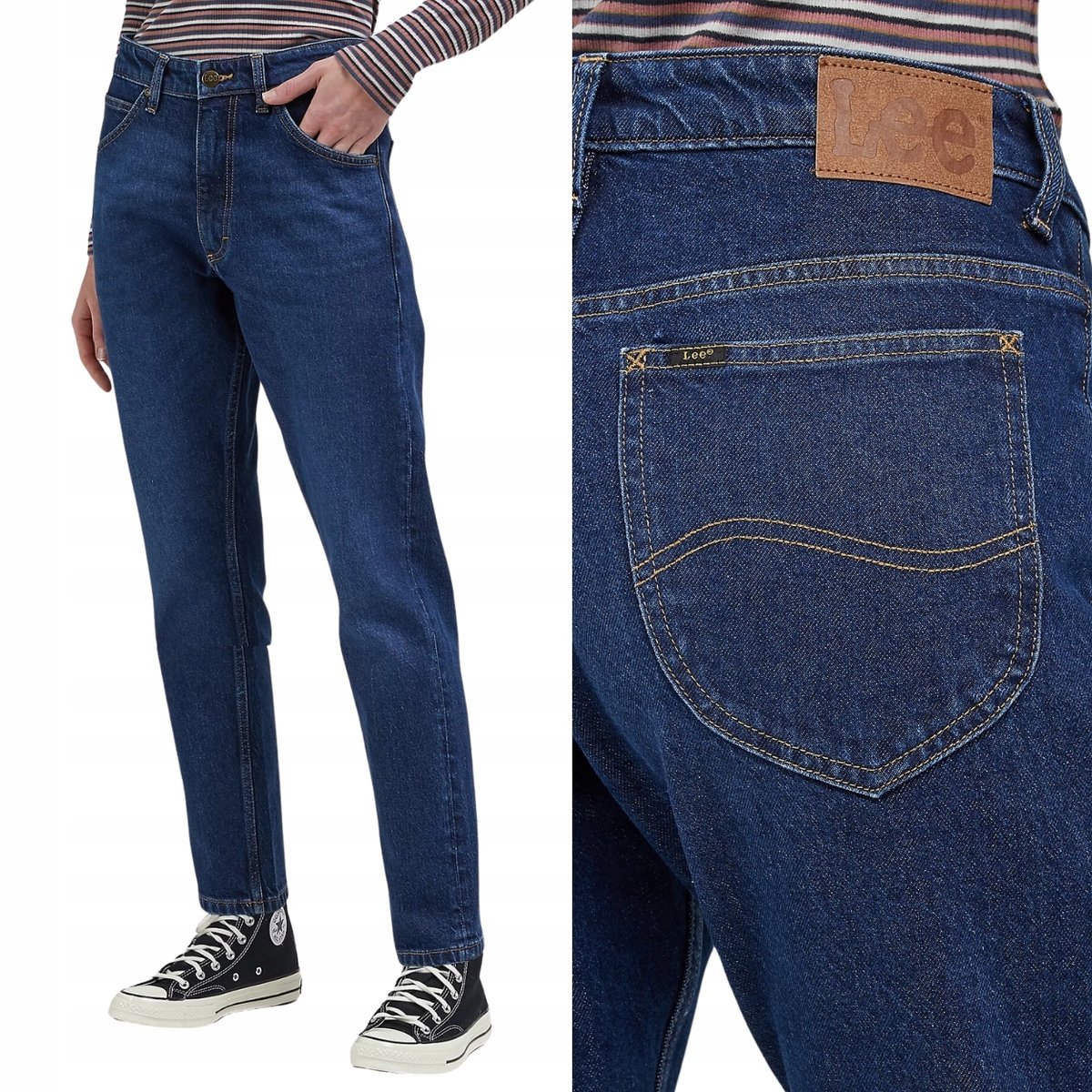 Lee SLIM STRAIGHT Blue Nostalgia PROSTE CIEMNY DżINS 7/8 W28 L33