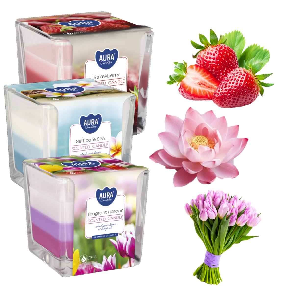 ŚWIECE ZAPACHOWE ŚWIECZKI 3X ŚWIECA ZAPACHOWA NA PREZENT + ZAPAŁKI