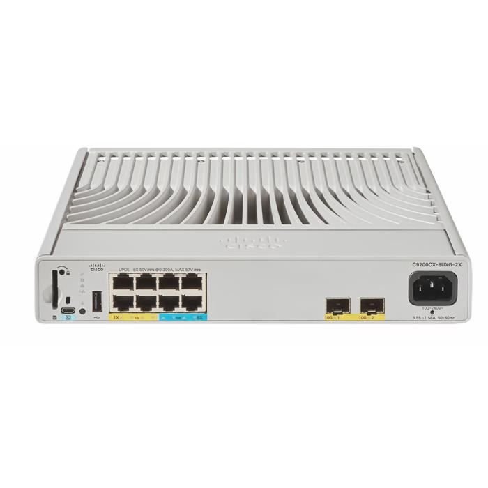 Przełącznik sieciowy Cisco Catalyst C9200CX-8UXG-2X-E Zarządzany L2/L3 Power over Ethernet (PoE) Szary