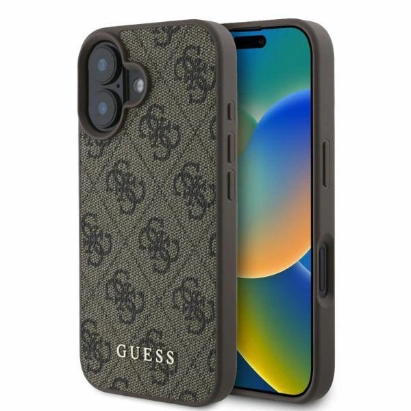 Etui Guess 4G Classic na iPhone 16 - brązowe