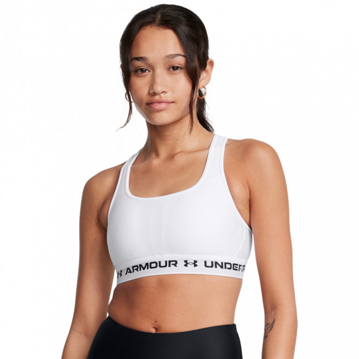 Biustonosz treningowy Under Armour Crossback Mid Bra - biały - UNDER ARMOUR