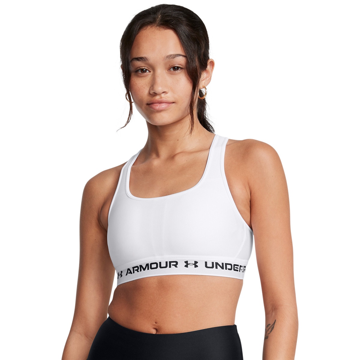 Biustonosz treningowy Under Armour Crossback Mid Bra - biały - UNDER ARMOUR