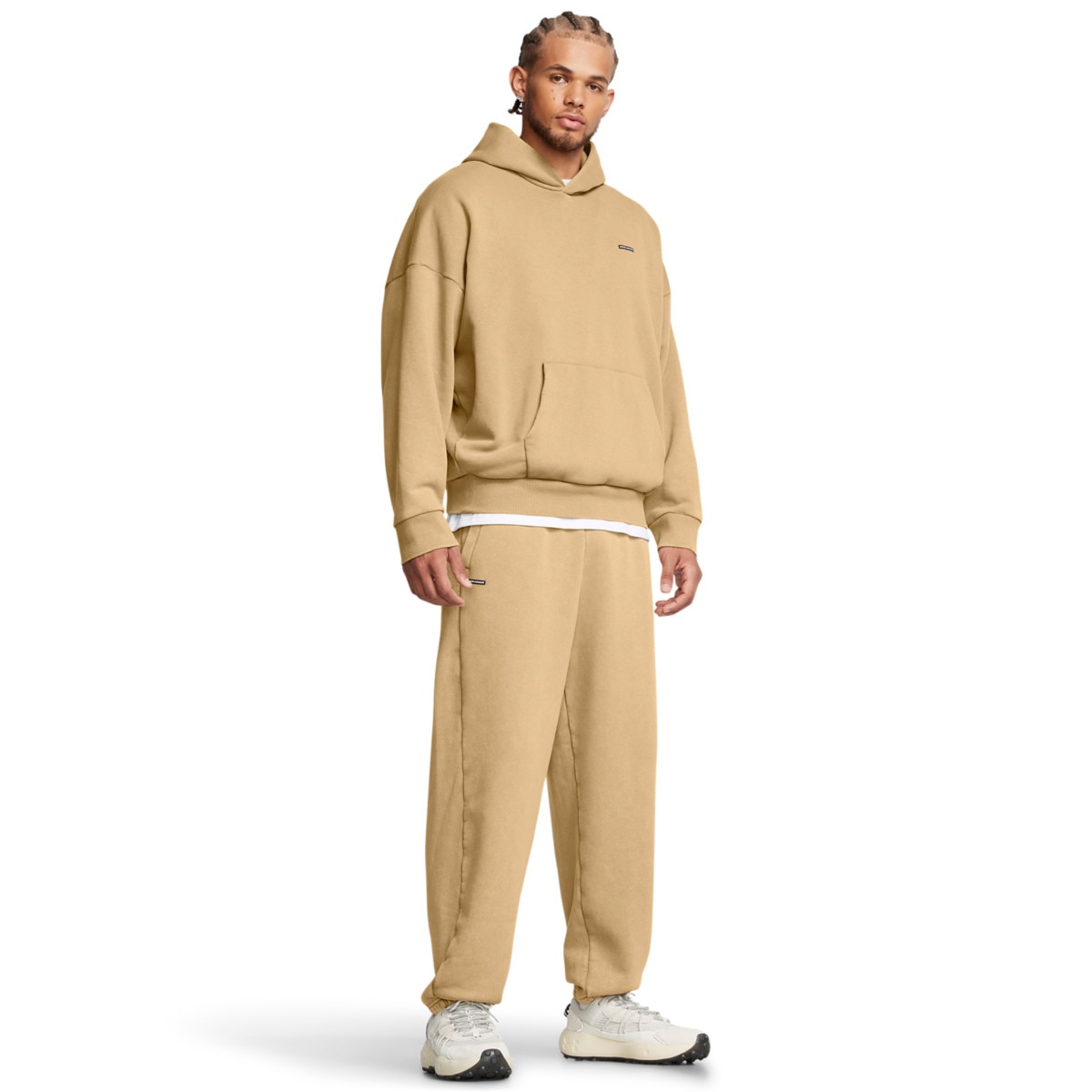 Męskie spodnie dresowe Under Armour UA Icon Hwt Flc Wash Os Pant - brązowe - UNDER ARMOUR