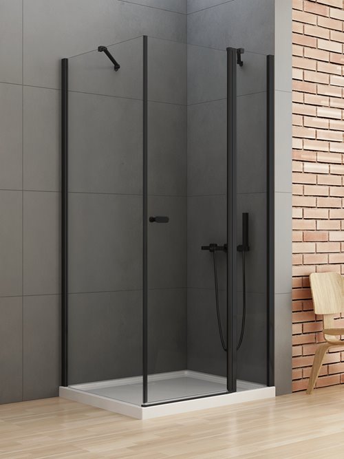 New Trendy Czarna kabina prysznicowa prostokątna 80x90 K-4358 New Soleo Black