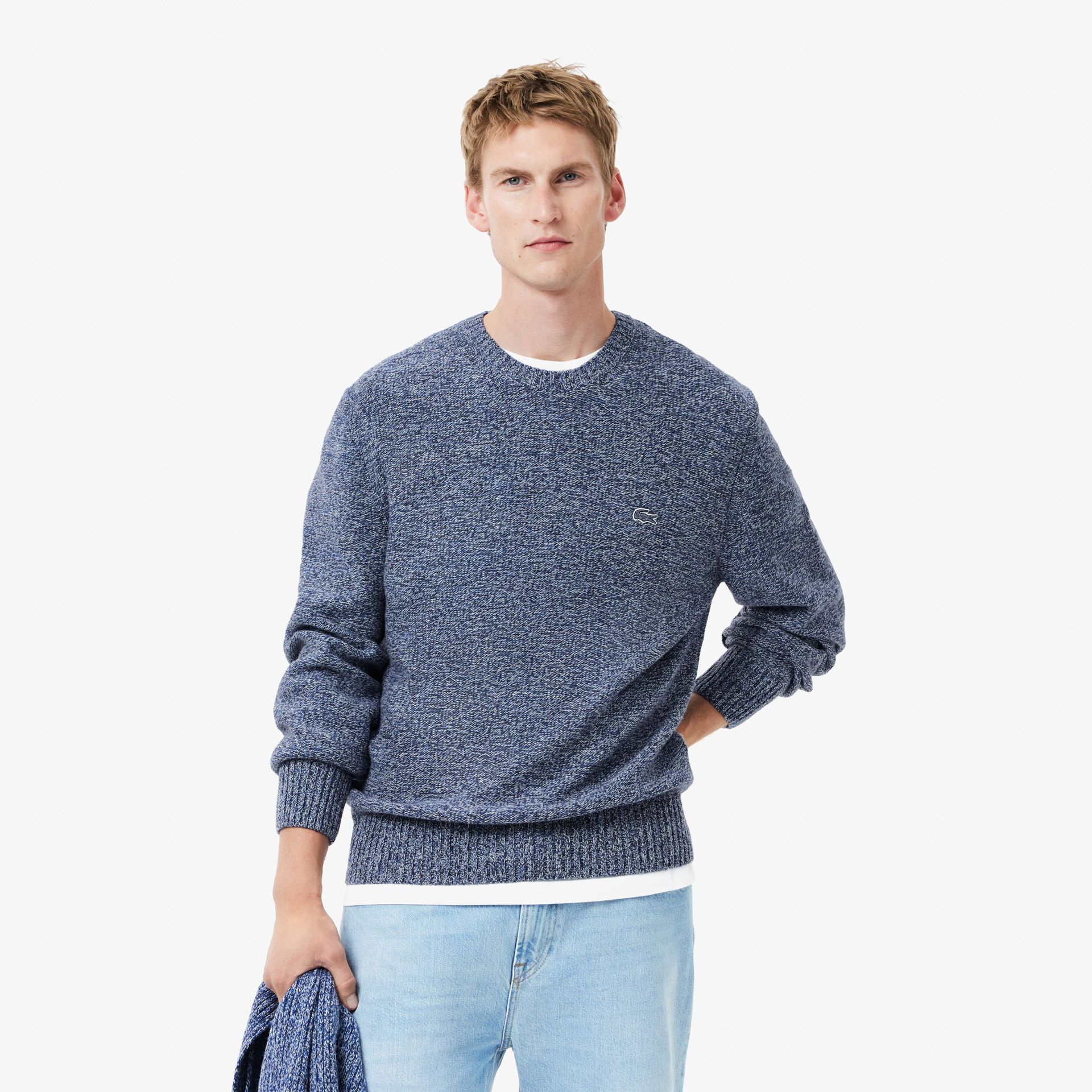 Sweter z wełny merceryzowanej z okrągłym dekoltem