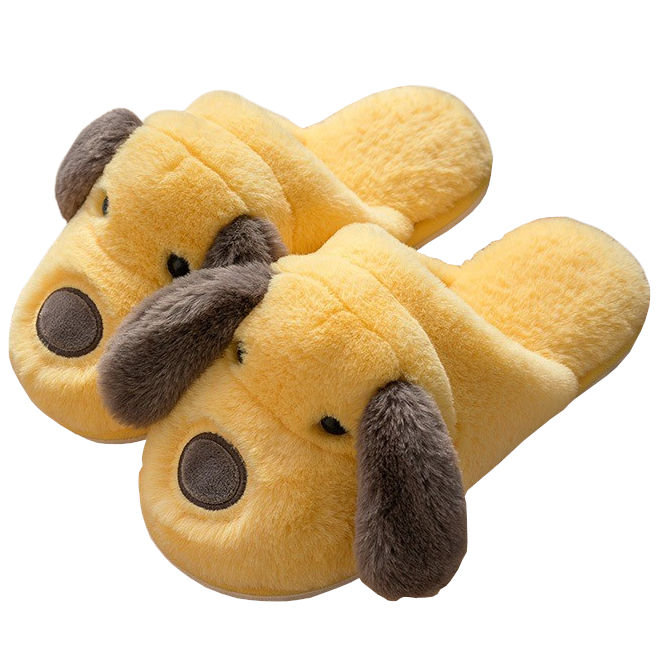 Kapcie Papcie Damskie Z Psem Żółte Wygodne Lekkie Cieple Na Jesień Na Zimę Ocieplane Domowe 36/37
