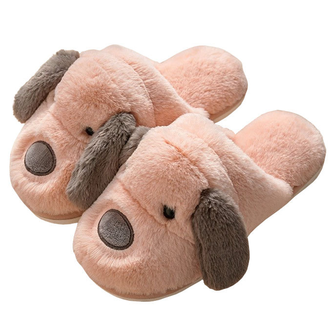 Kapcie Papcie Damskie Z Psem Różowe Wygodne Lekkie Cieple Na Jesień Na Zimę Ocieplane Domowe 36/37