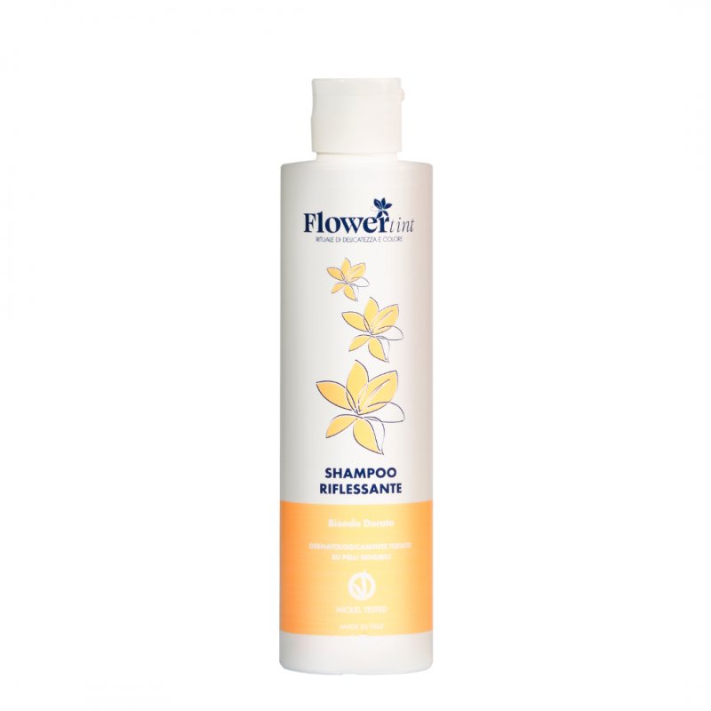 FlowerTint, Szampon rozświetlający do włosów blond, ożywiający kolor, złoty blond, 150ml