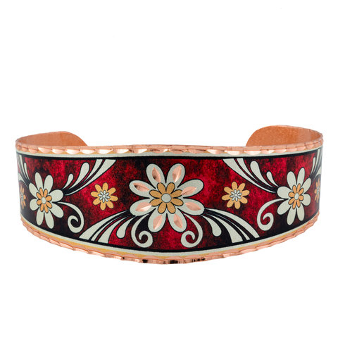Bransoletka Miedziana Handmade - Motyw kwiaty BF-05