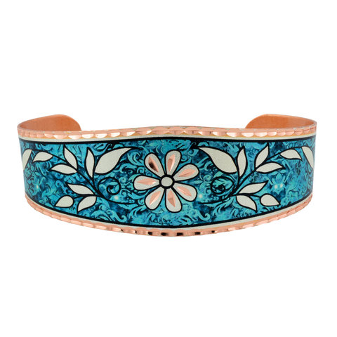 Bransoletka Miedziana Handmade - Motyw kwiaty BF-13