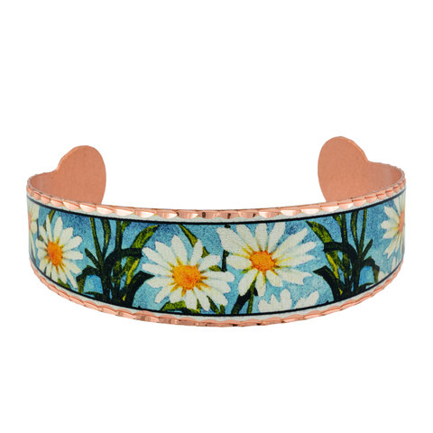Bransoletka Miedziana Handmade- Motyw kwiatków stokrotki B-02
