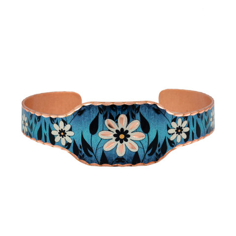 Bransoletka Miedziana Handmade- Motyw Kwiaty BTF-03