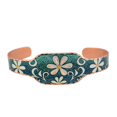 Bransoletka Miedziana Handmade - Motyw Kwiaty BTF-02