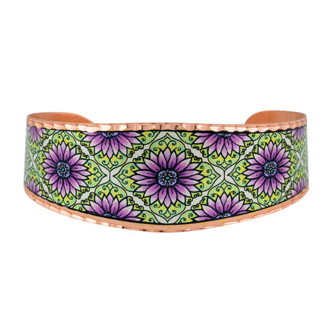 Bransoletka Miedziana Handmade- Motyw Kwiaty BA-10