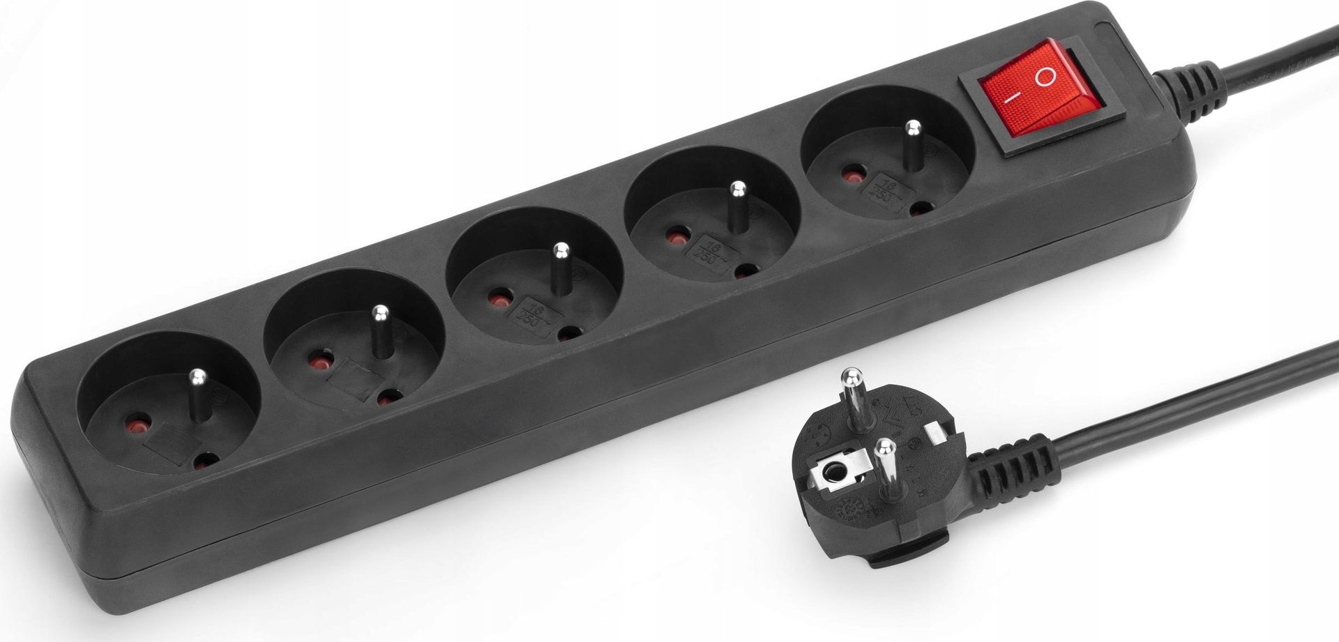 Montis Przedłużacz sieciowy 5 gn. 5m z przeł. czarny MT119B-5 MONTIS